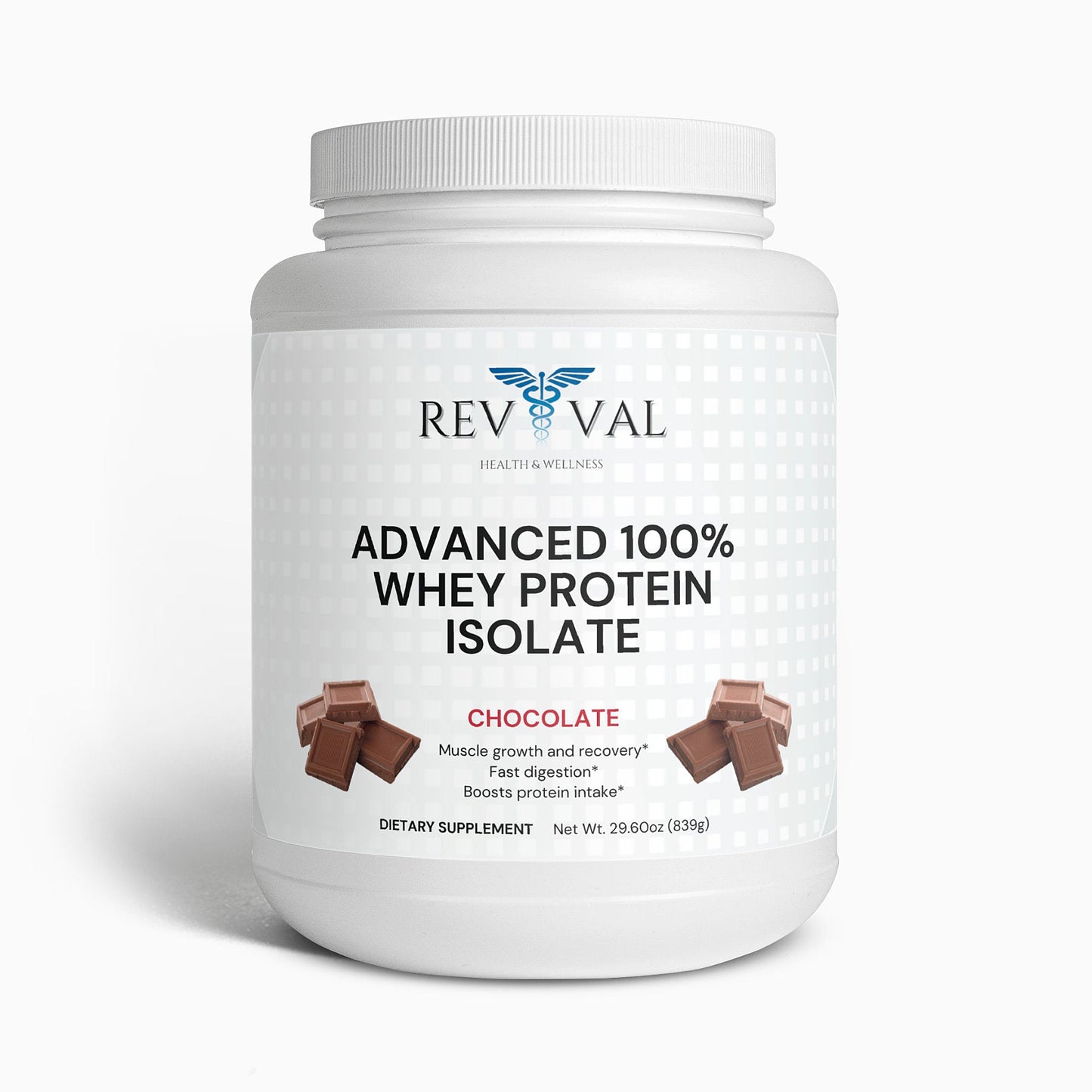 Advanced 100% Whey Protein Isolate (Chocolate), front bottle