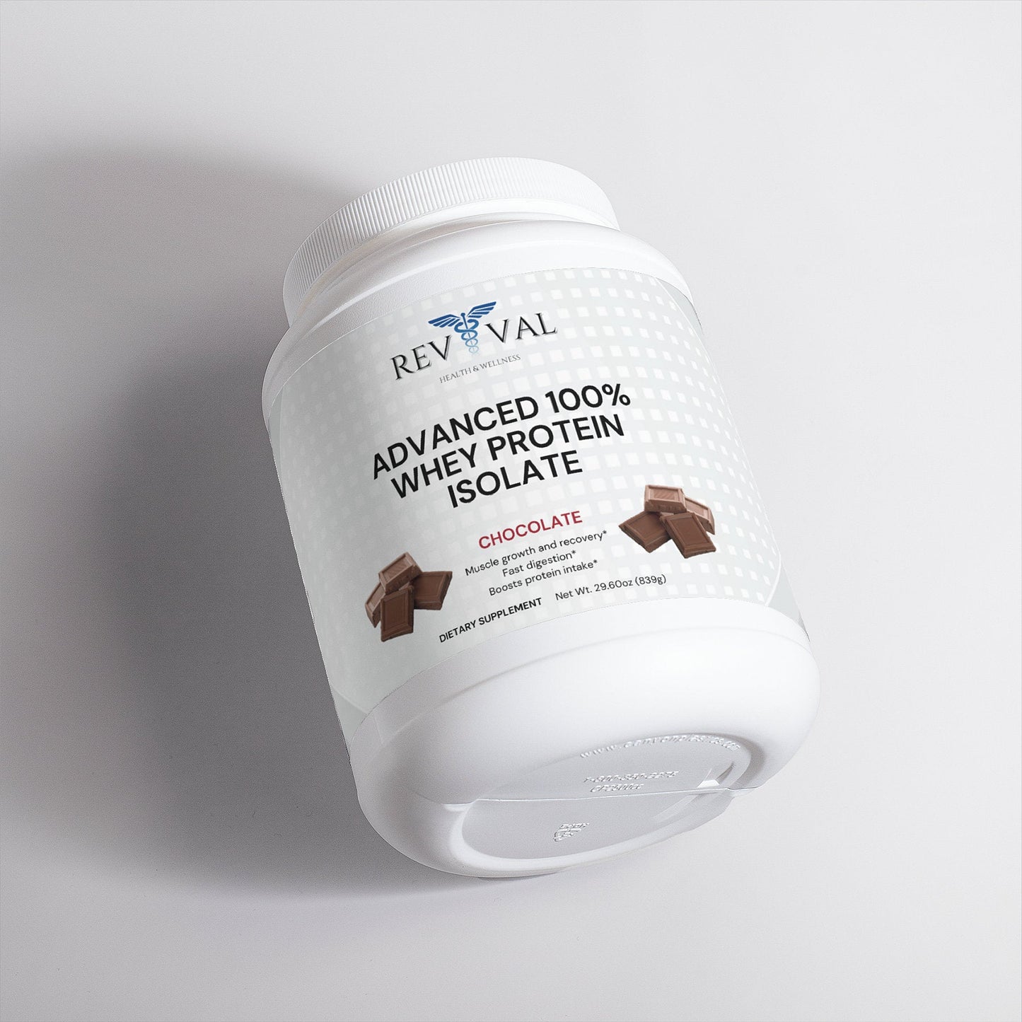 Advanced 100% Whey Protein Isolate (Chocolate), front bottle