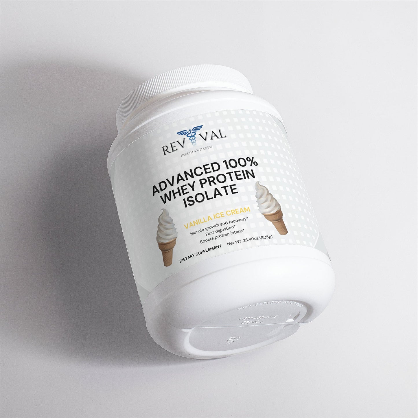 Advanced 100% Whey Protein Isolate (Vanilla), front bottle