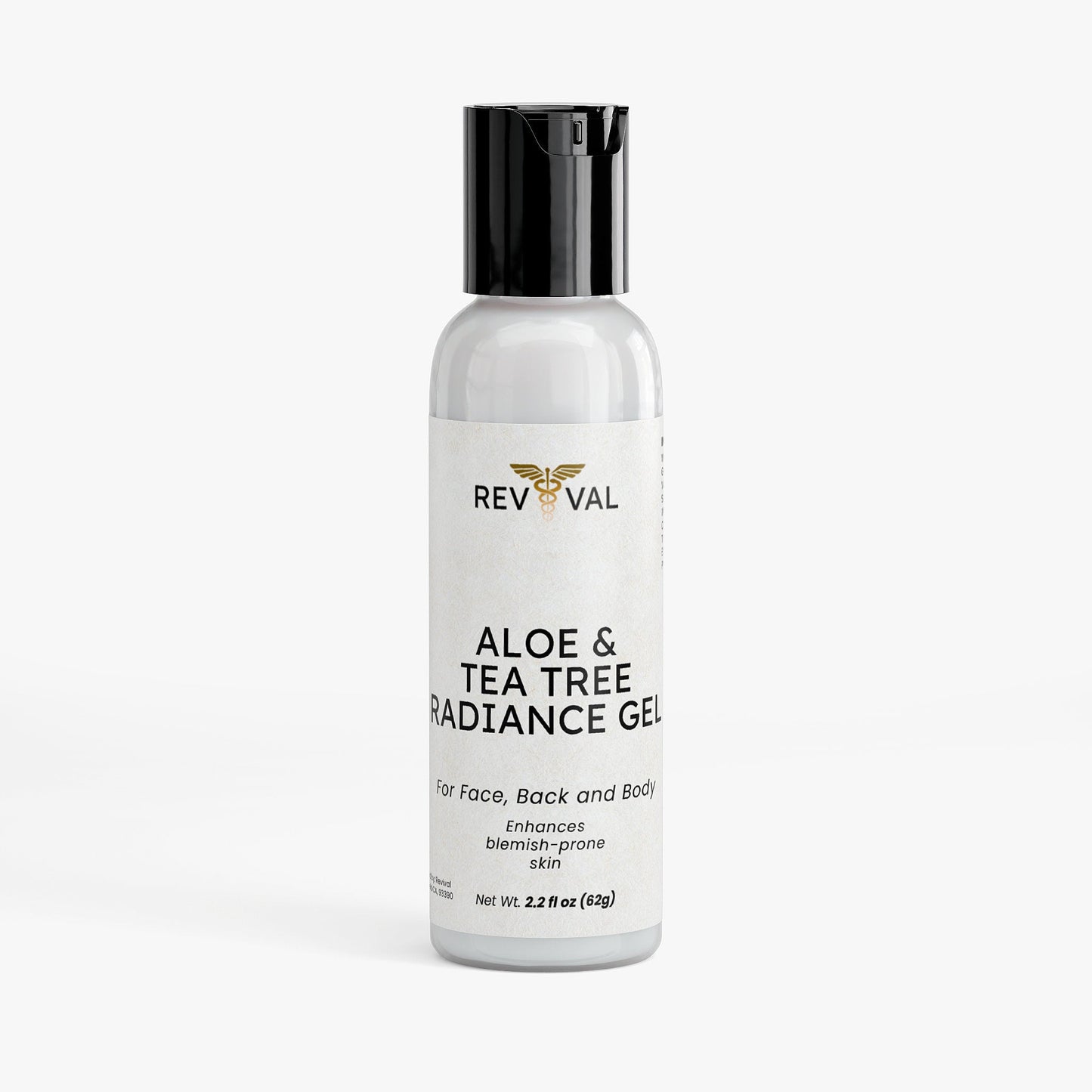 Revival Aloe & Tea Tree Radiance Gel bottle on a white background