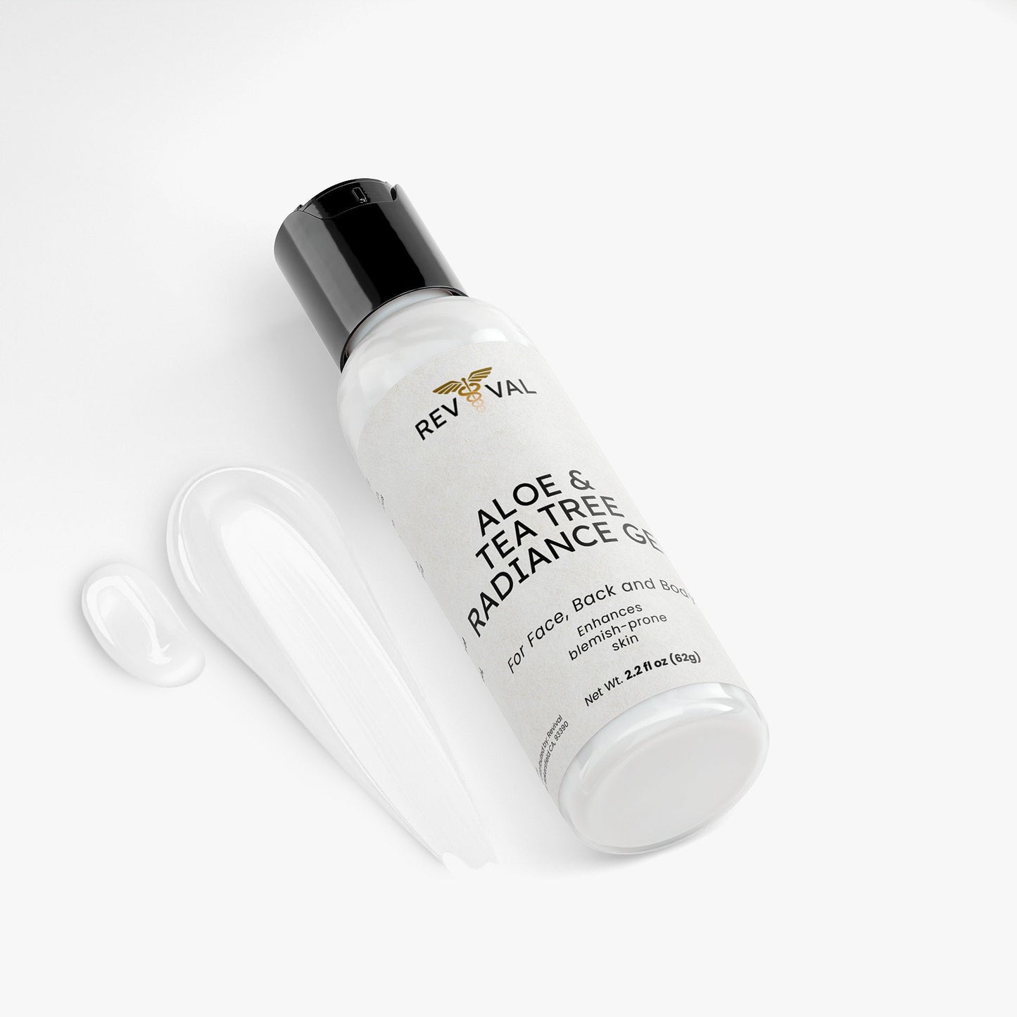 Revival Aloe & Tea Tree Radiance Gel bottle on a white background
