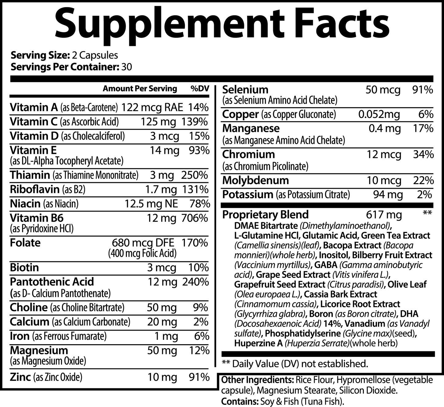 Limitless: Brain & Focus Formula, label
