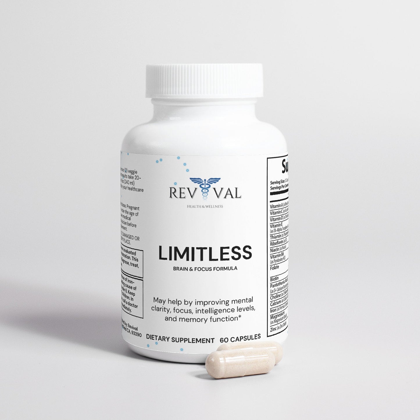 Limitless: Brain & Focus Formula, front bottle, capsules
