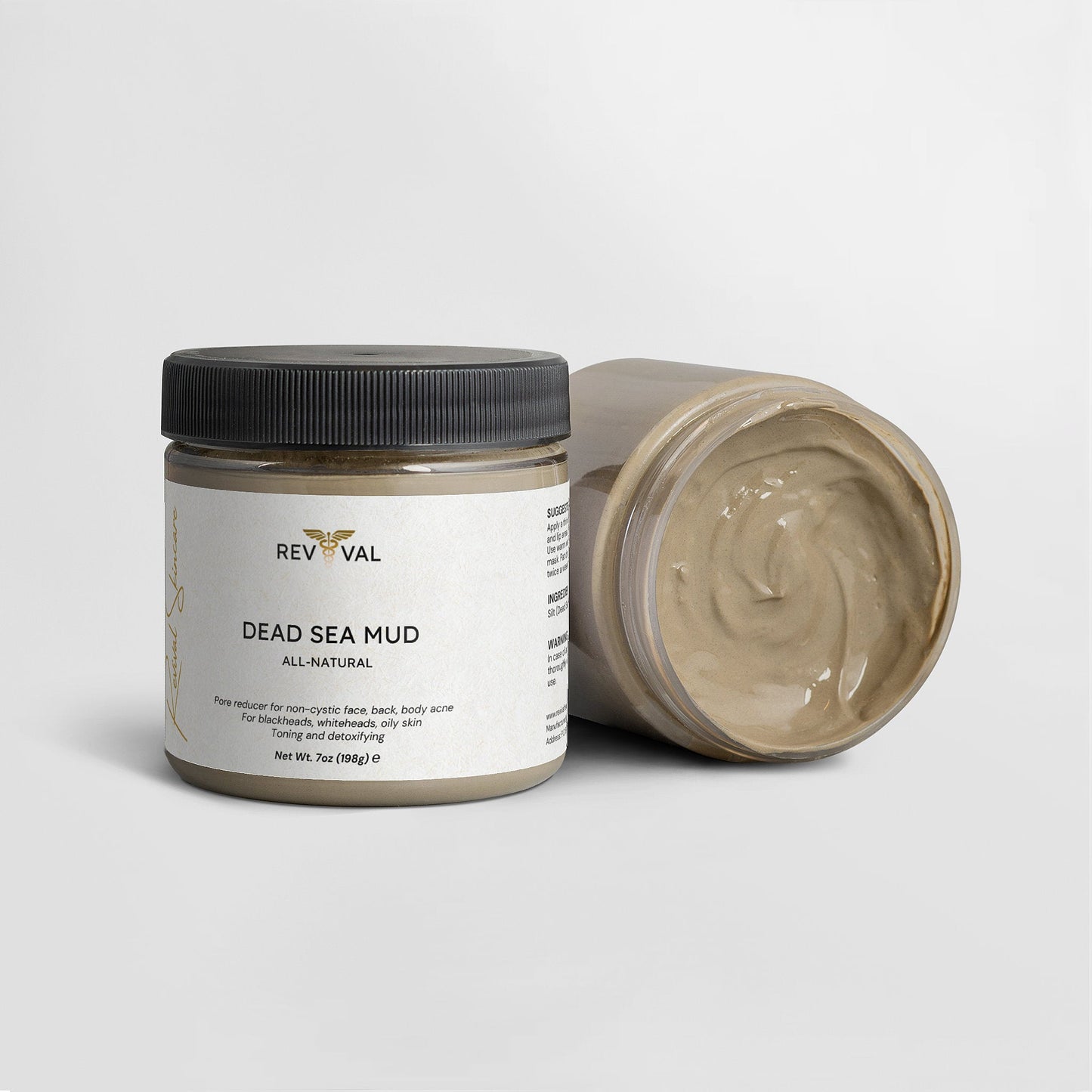 Jar of Revival Dead Sea Mud on a white background