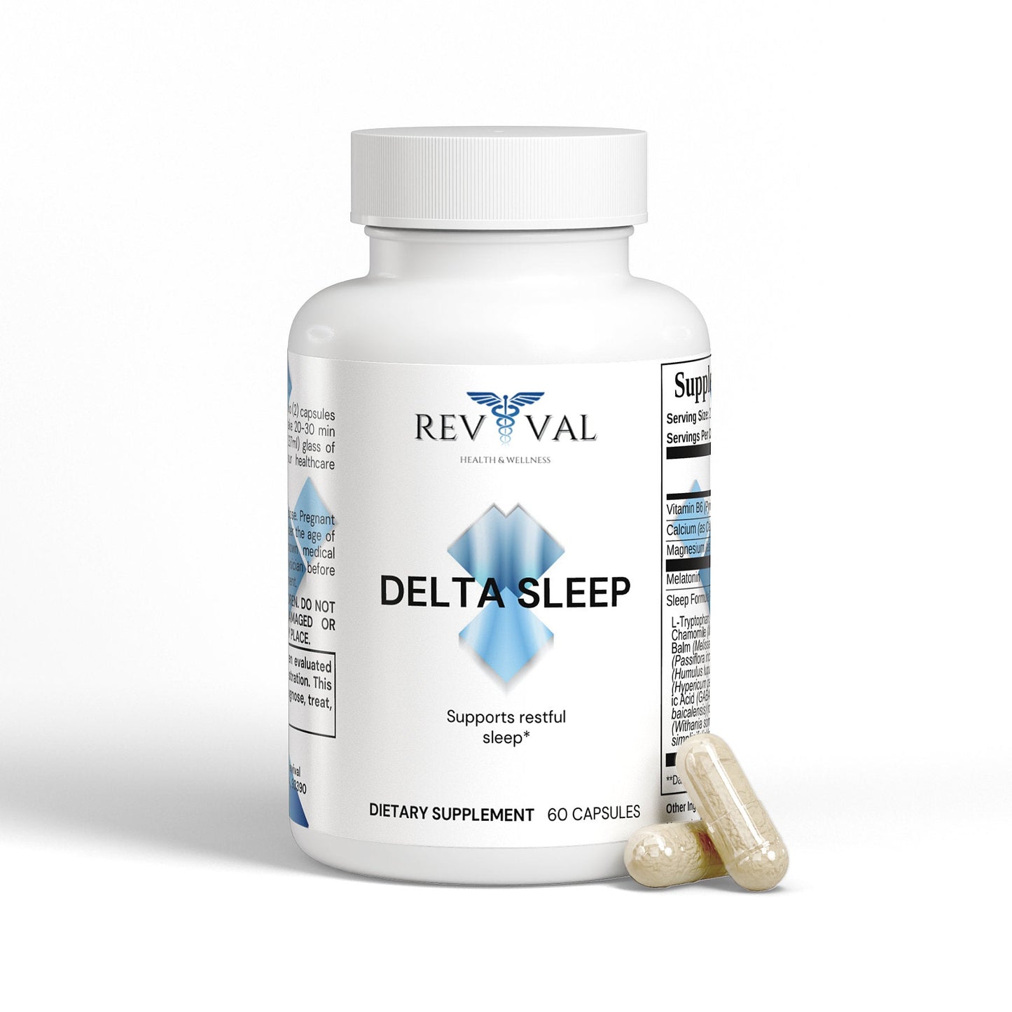 Delta Sleep, front bottle with capsules