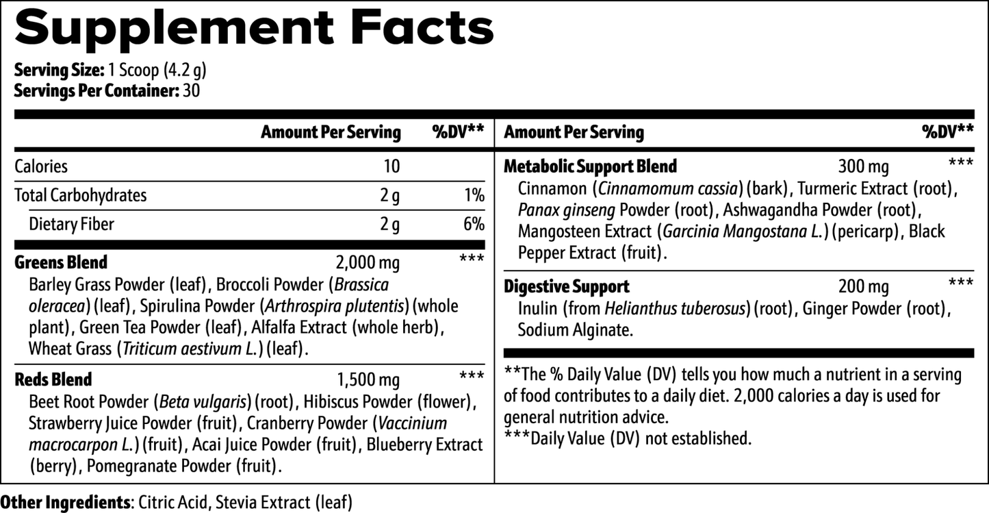 Greens Superfood, label