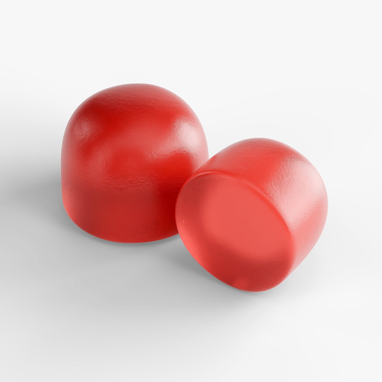 Two red plastic cups on a white background