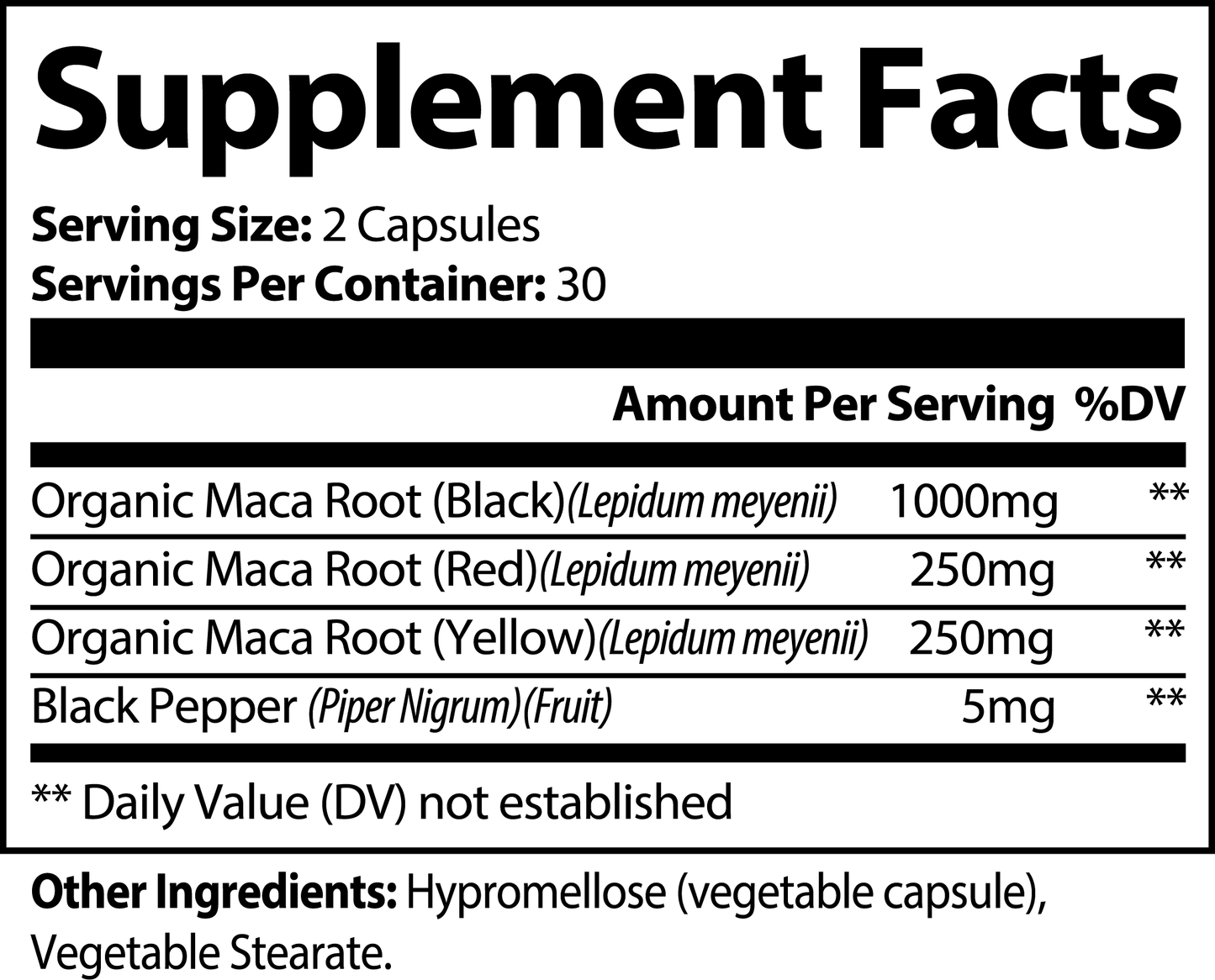 Maca Plus, label