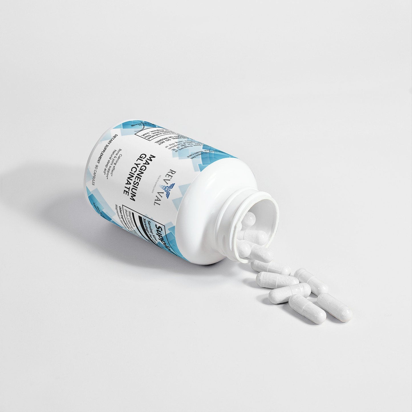 Magnesium Glycinate, front bottle with capsules