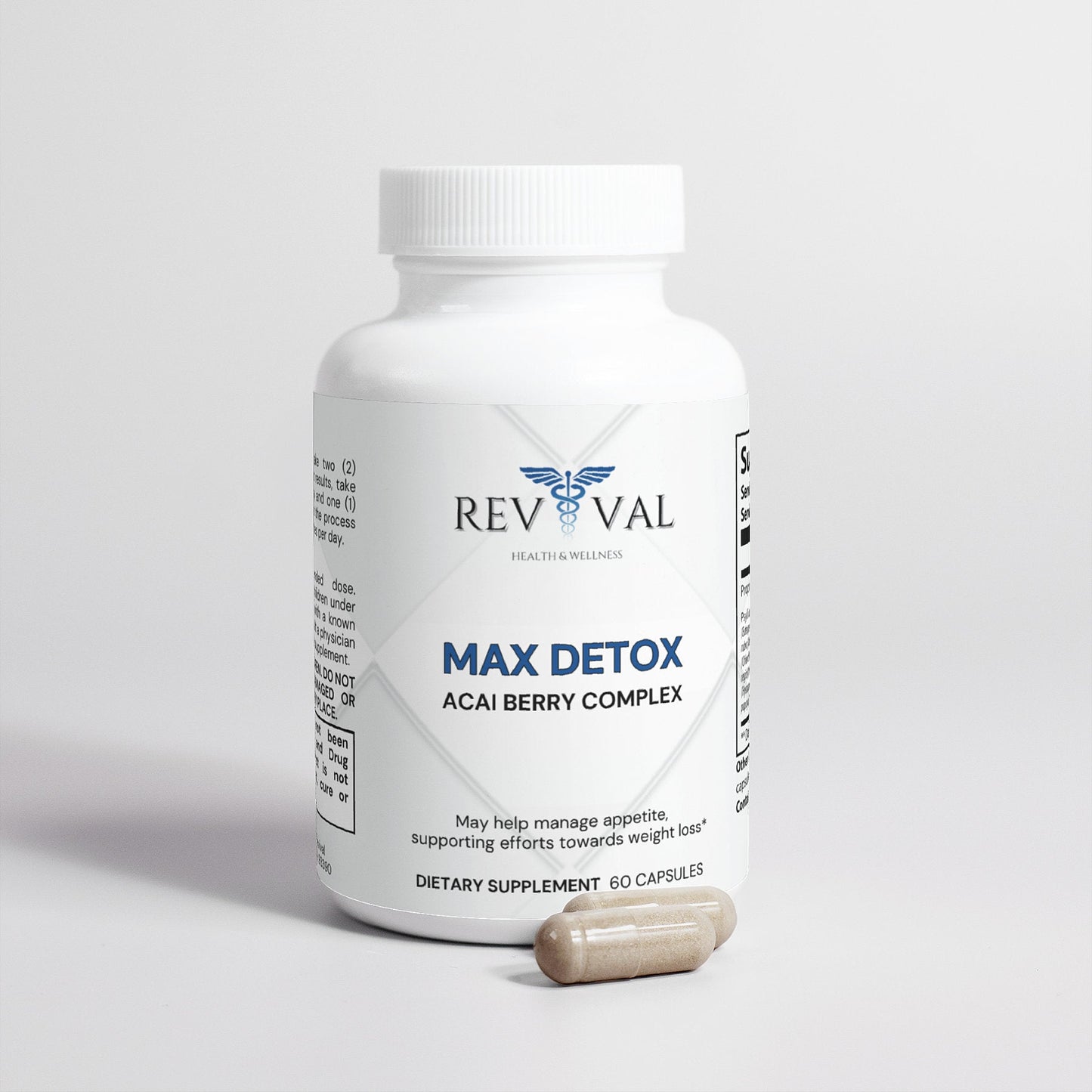 Max Detox (Acai detox), front bottle, capsules