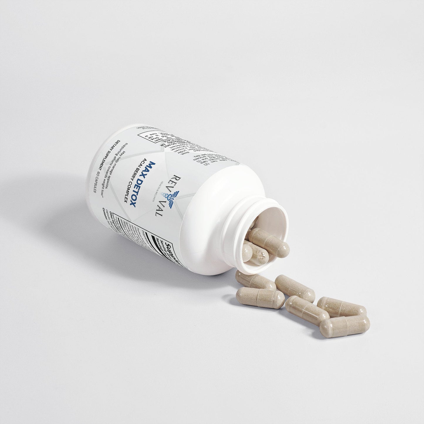 Max Detox (Acai detox), open bottle, capsules
