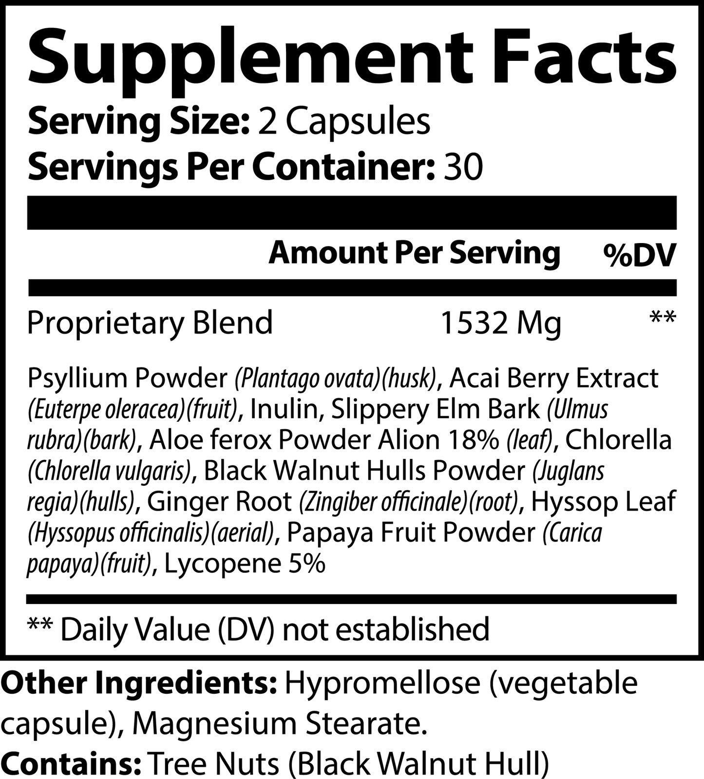 Max Detox (Acai detox), label