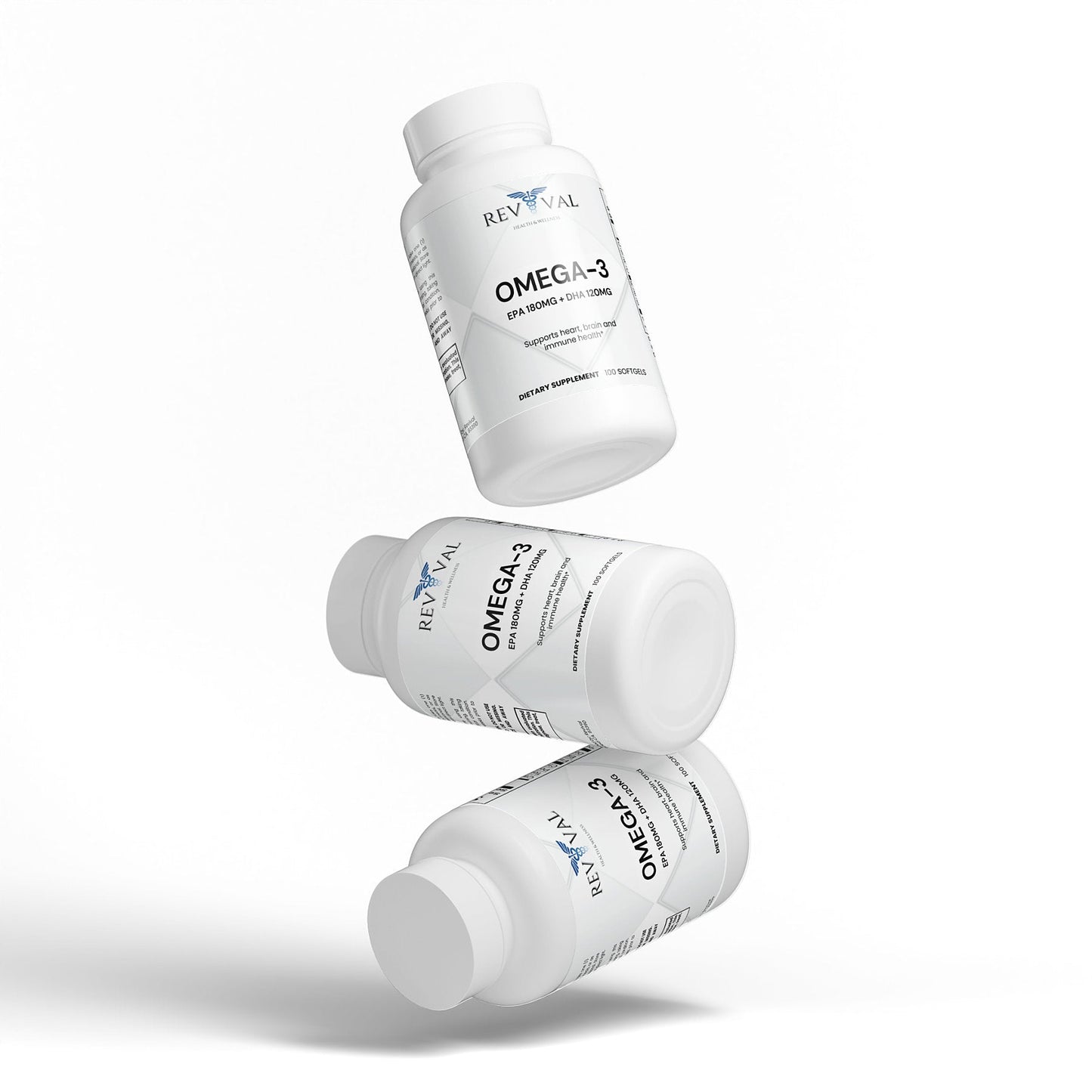 Omega-3 EPA 180mg + DHA 120mg, three bottles