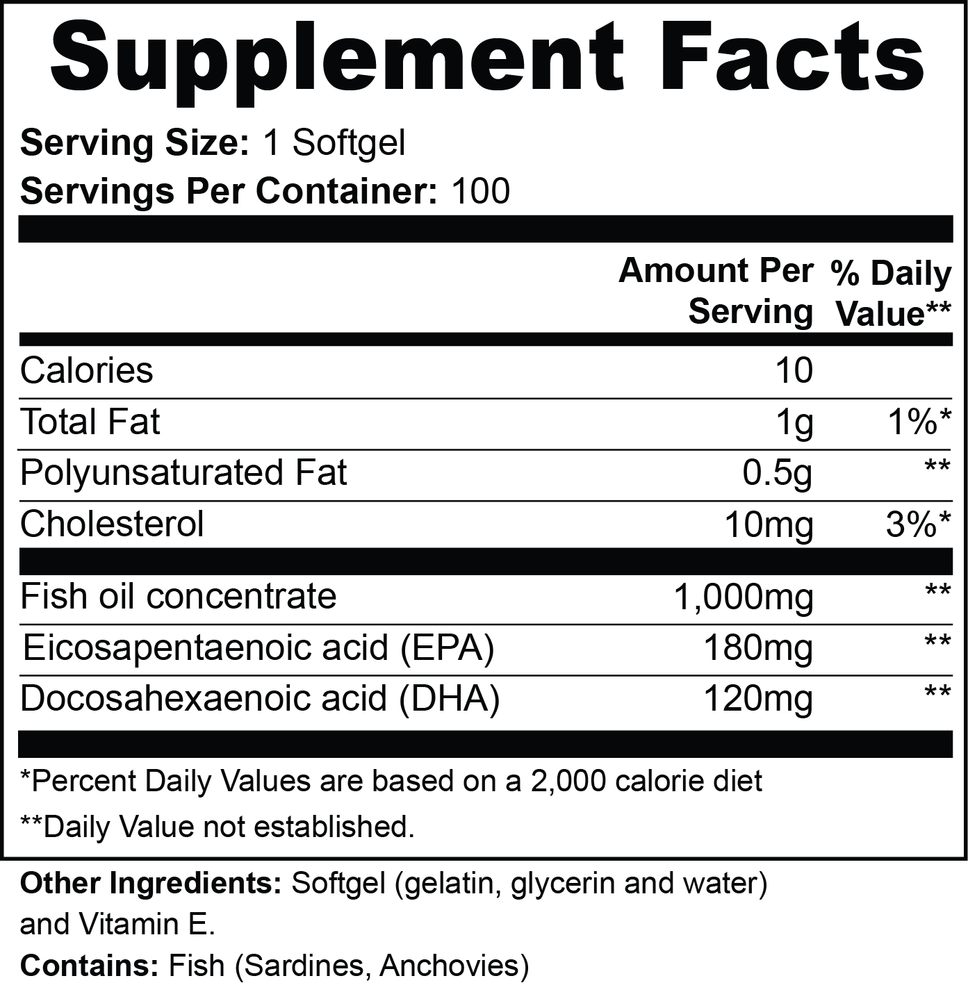 Omega-3 EPA 180mg + DHA 120mg, label