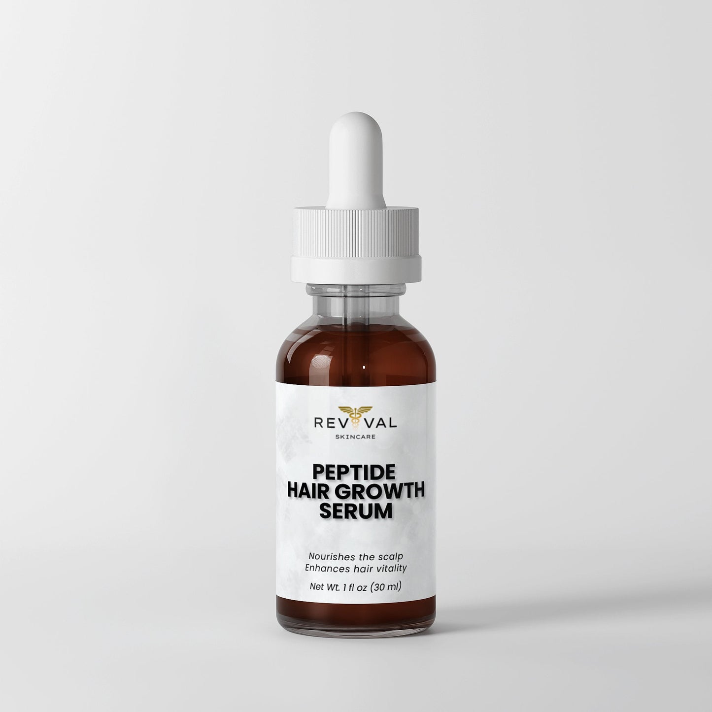 Rev Val Peptide Hair Growth Serum bottle on a light gray background