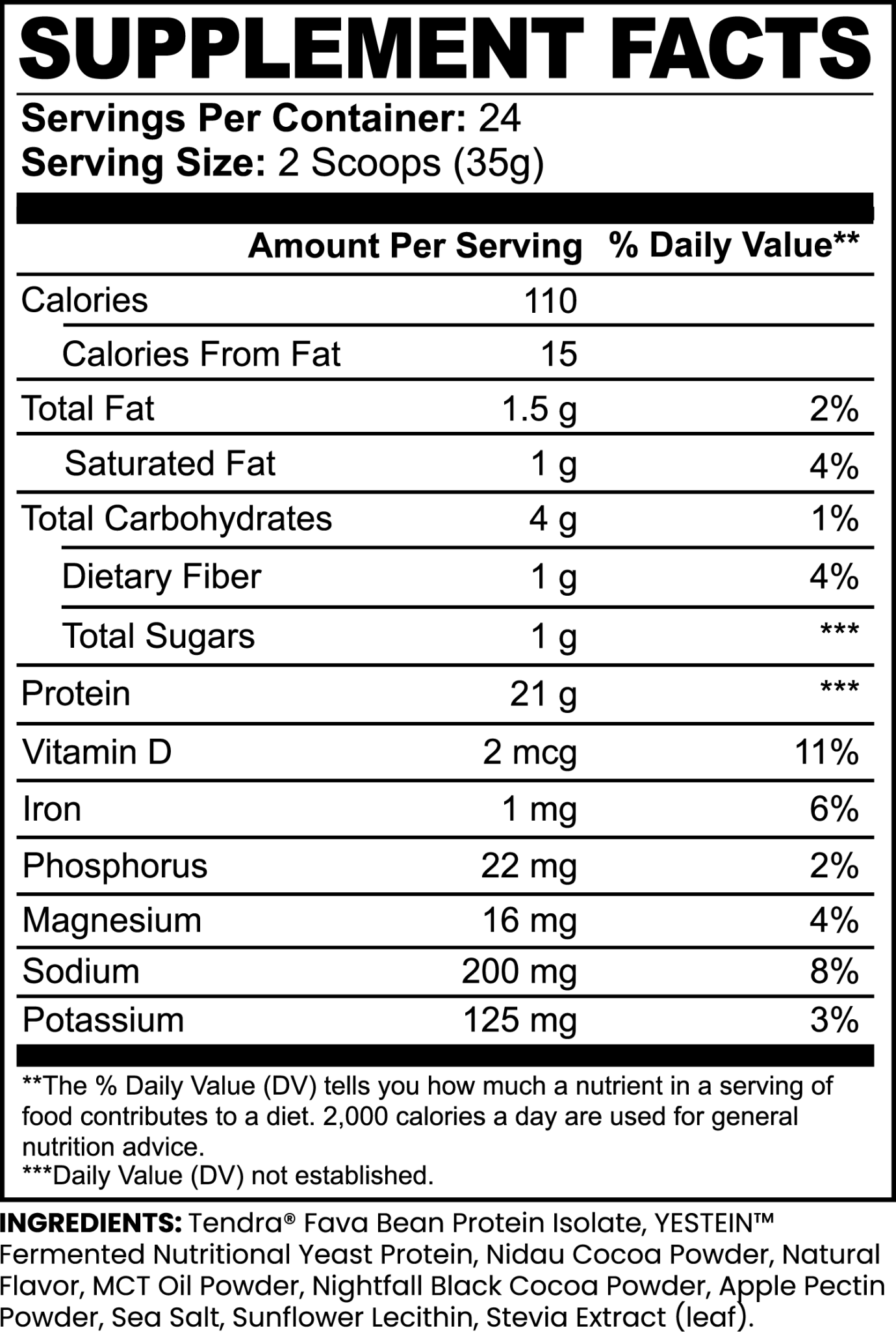Plant Protein (Chocolate), label