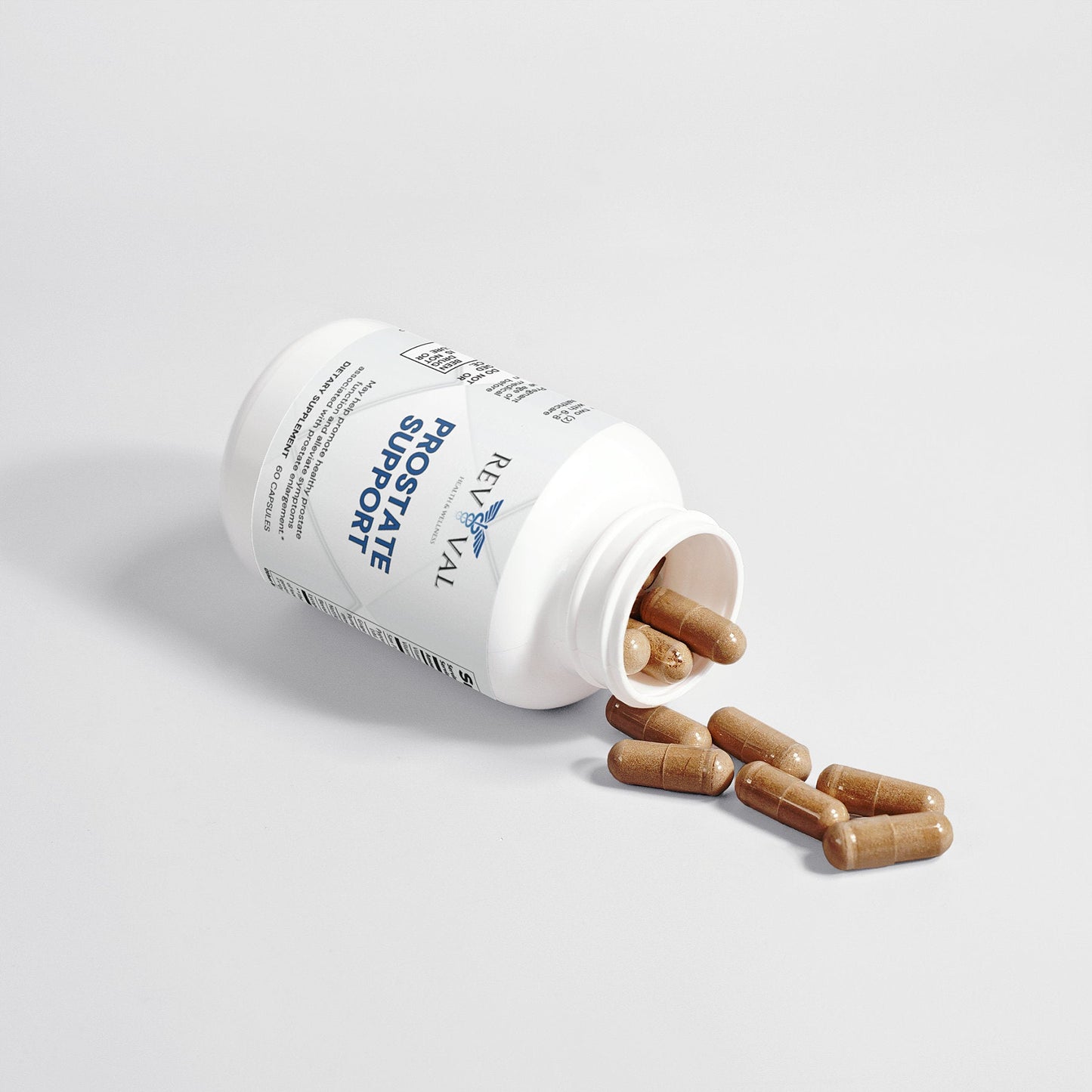 Prostate Support, open bottle, capsules