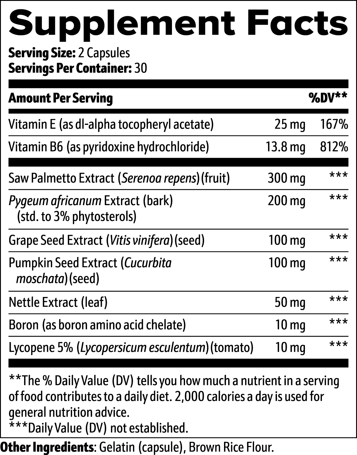 Prostate Support, label