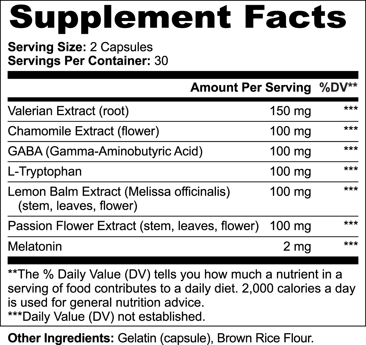 Sleep Formula, label