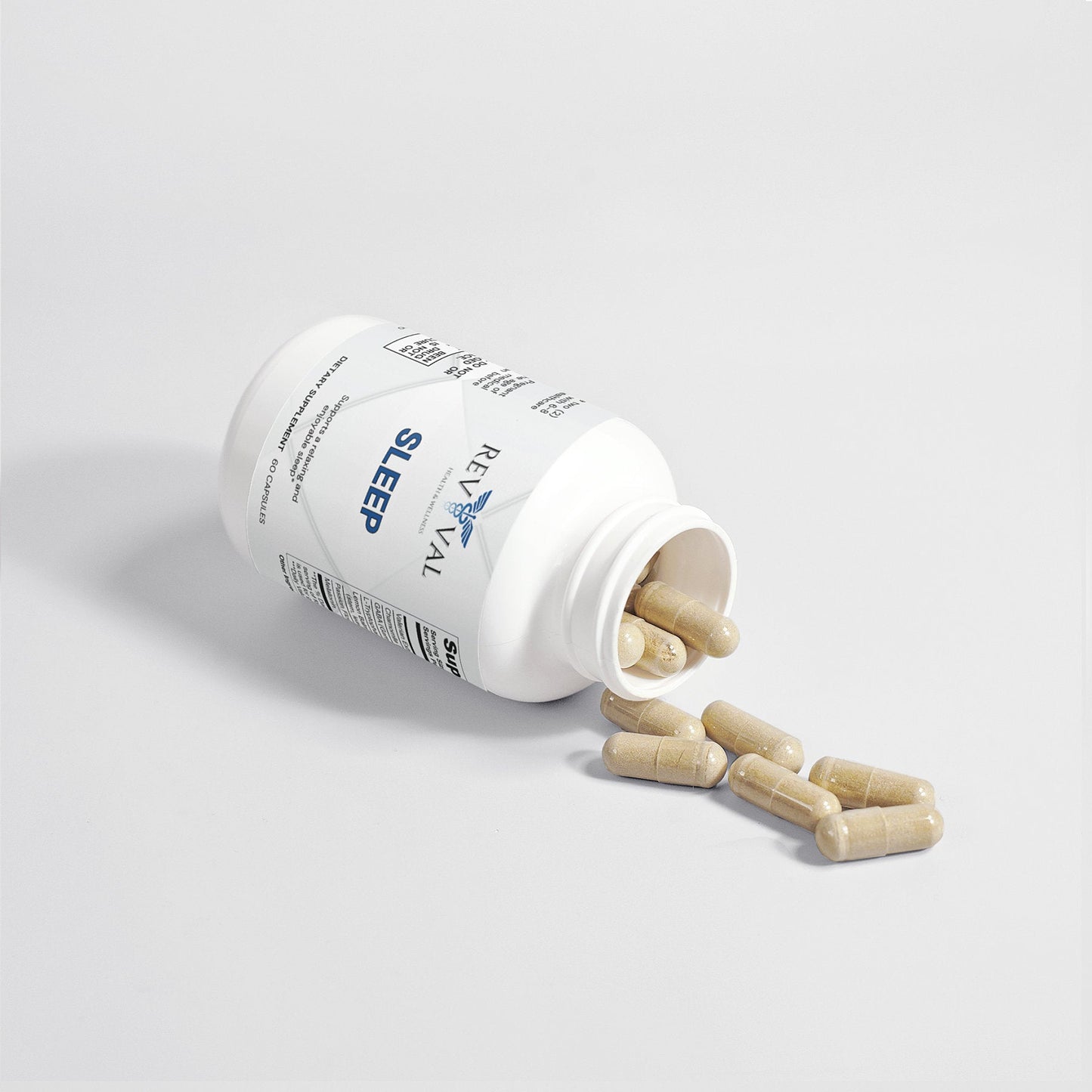 Sleep Formula, open bottle, capsules