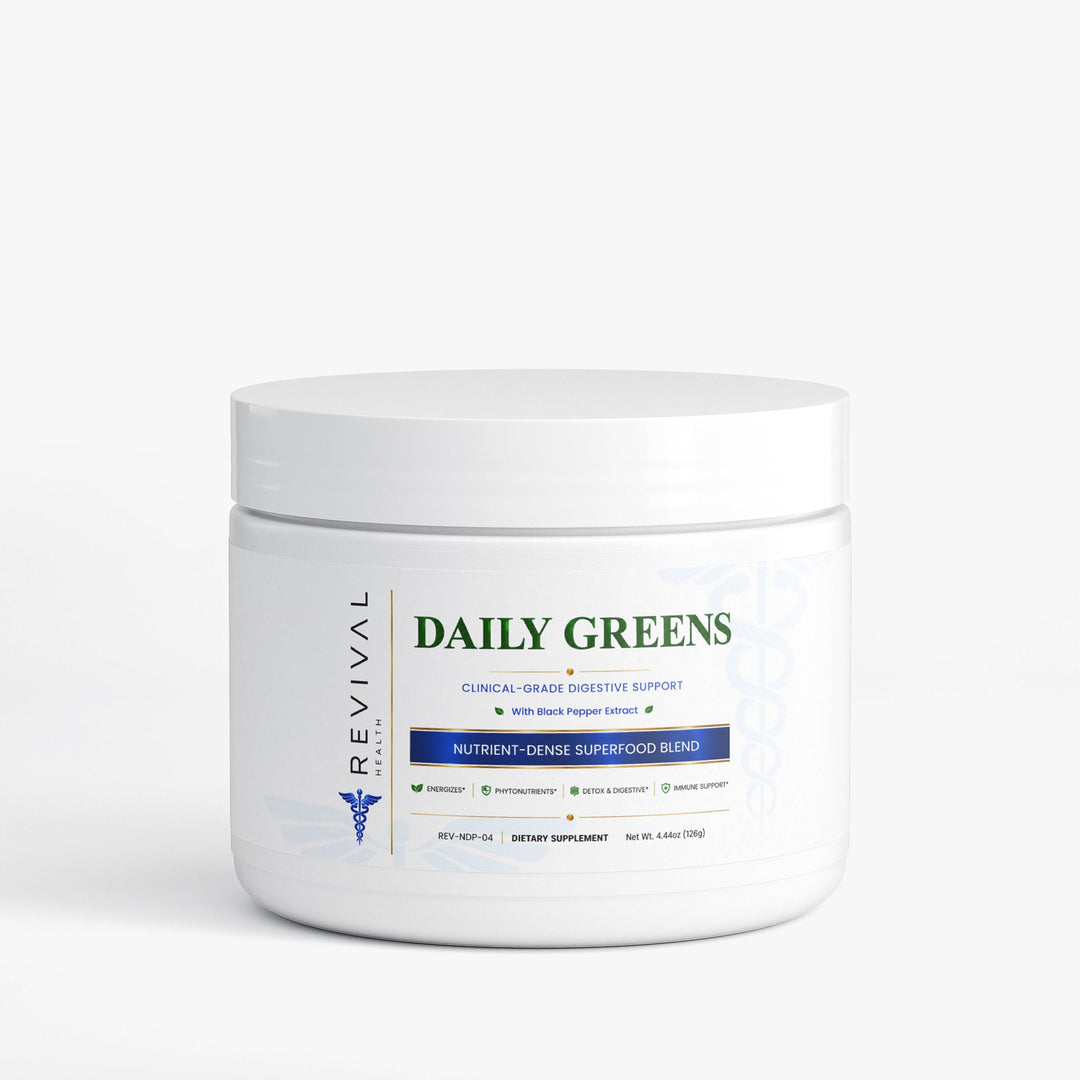 Daily Greens bottle on white background