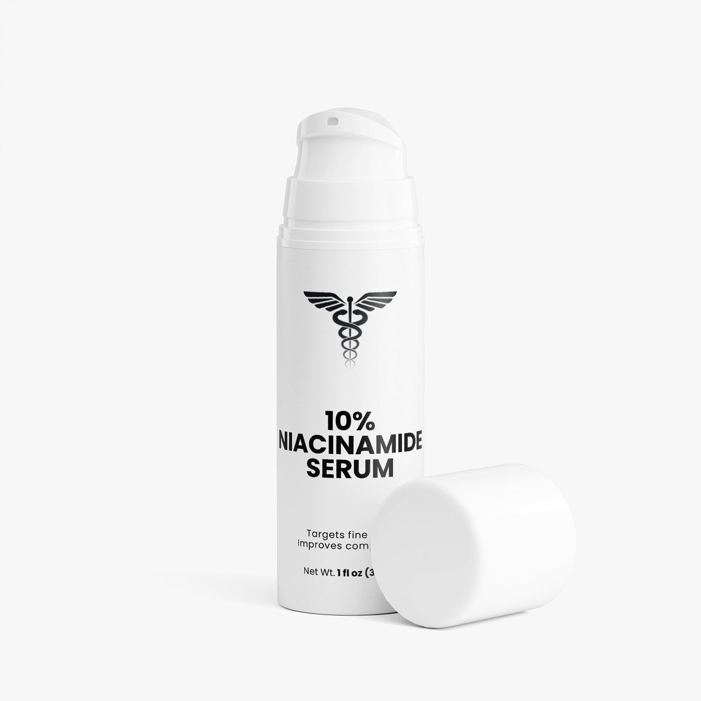 10% Niacinamide serum bottle on a white background