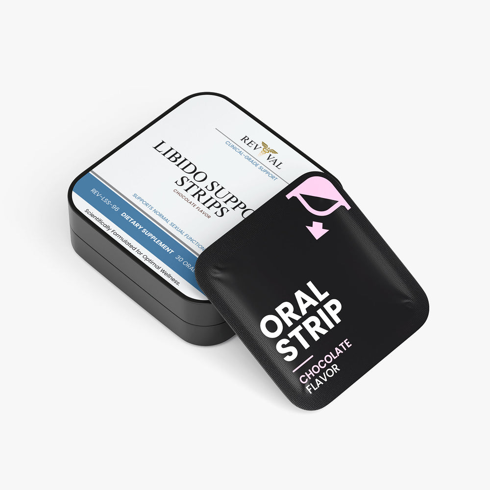 Black container with 'Oral Strip' text on a white background