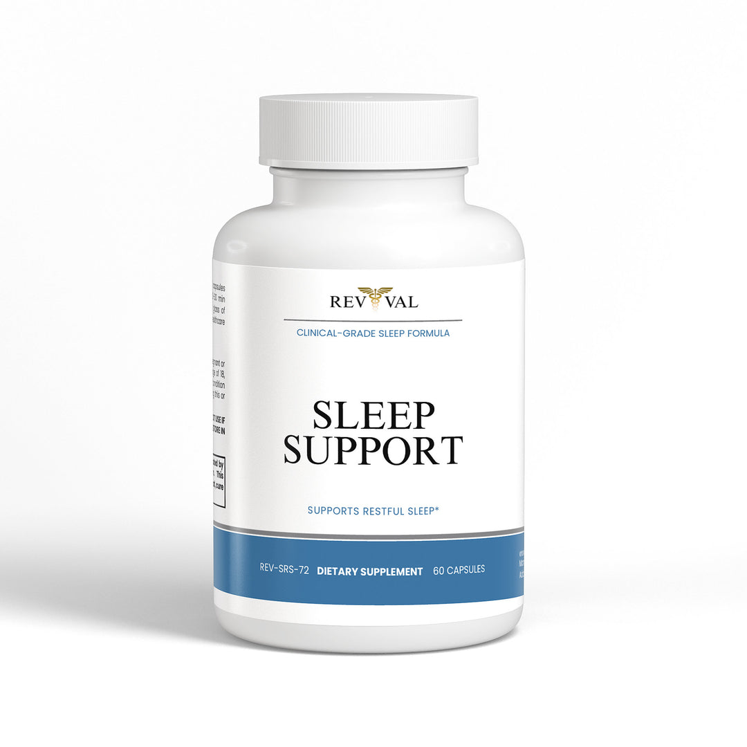 Revival Sleep Support dietary supplement bottle on a white background