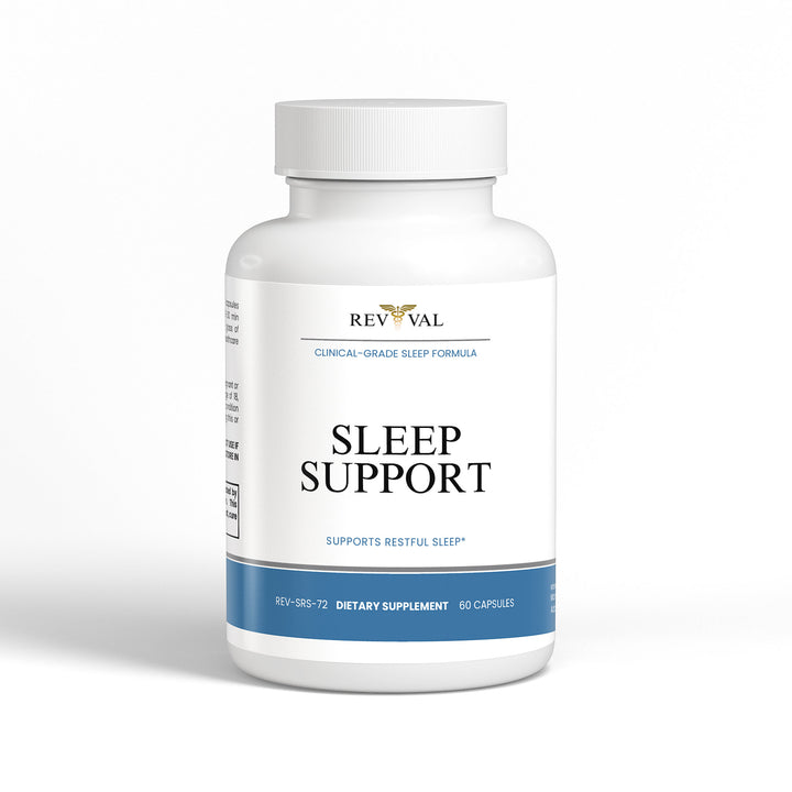 Revival Sleep Support dietary supplement bottle on a white background