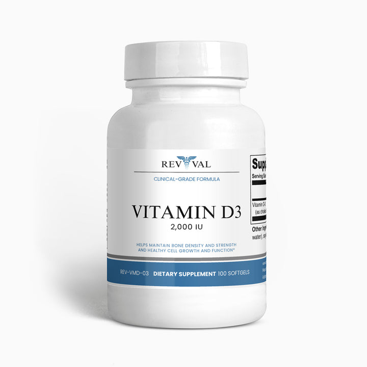 Rev Val Vitamin D3 supplement bottle on a white background