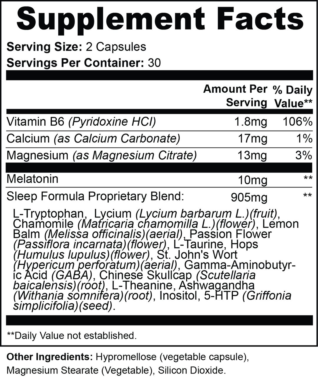 Supplement facts label with detailed nutritional information and ingredients.