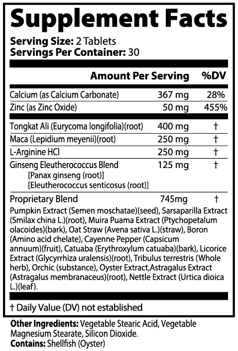 Supplement label with detailed nutritional information and ingredients.