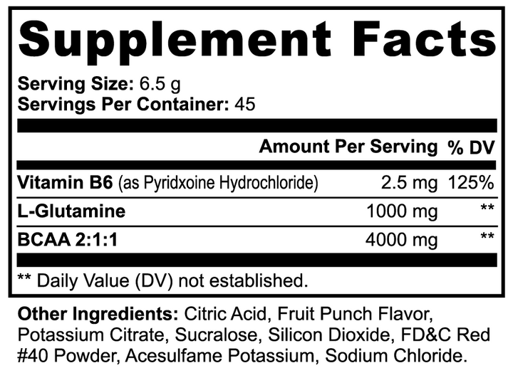 Supplement facts label with nutritional information and ingredients listed.