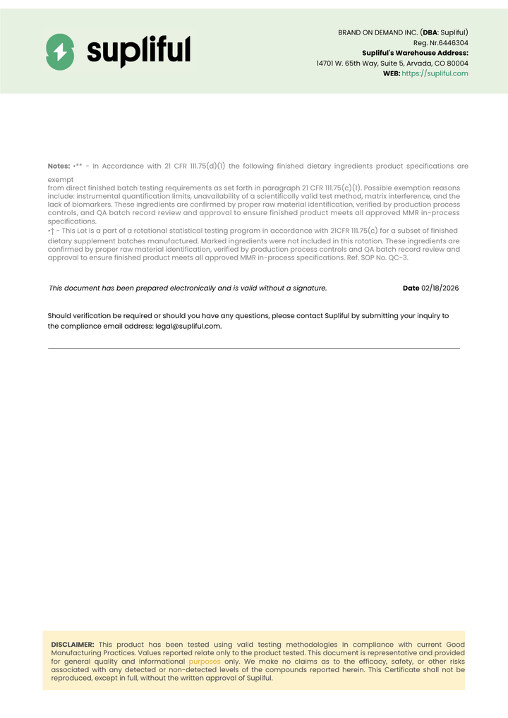 Supliful document with branding and text on a white background