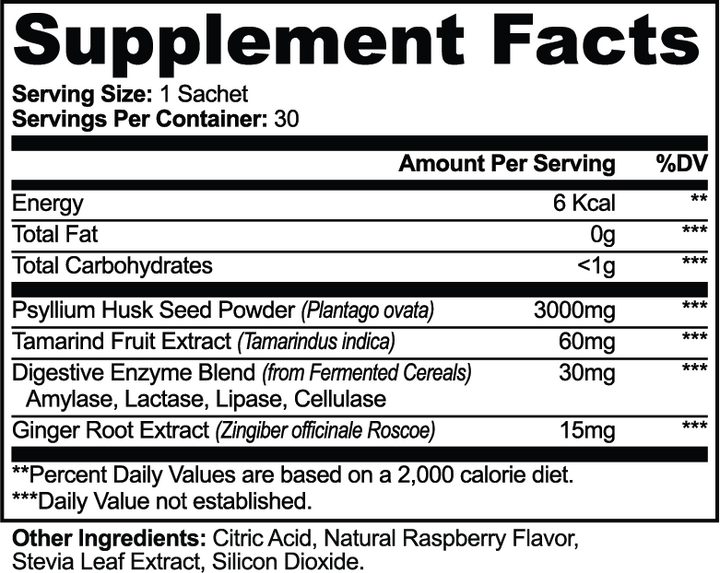 Supplement facts label with detailed nutritional information on a white background