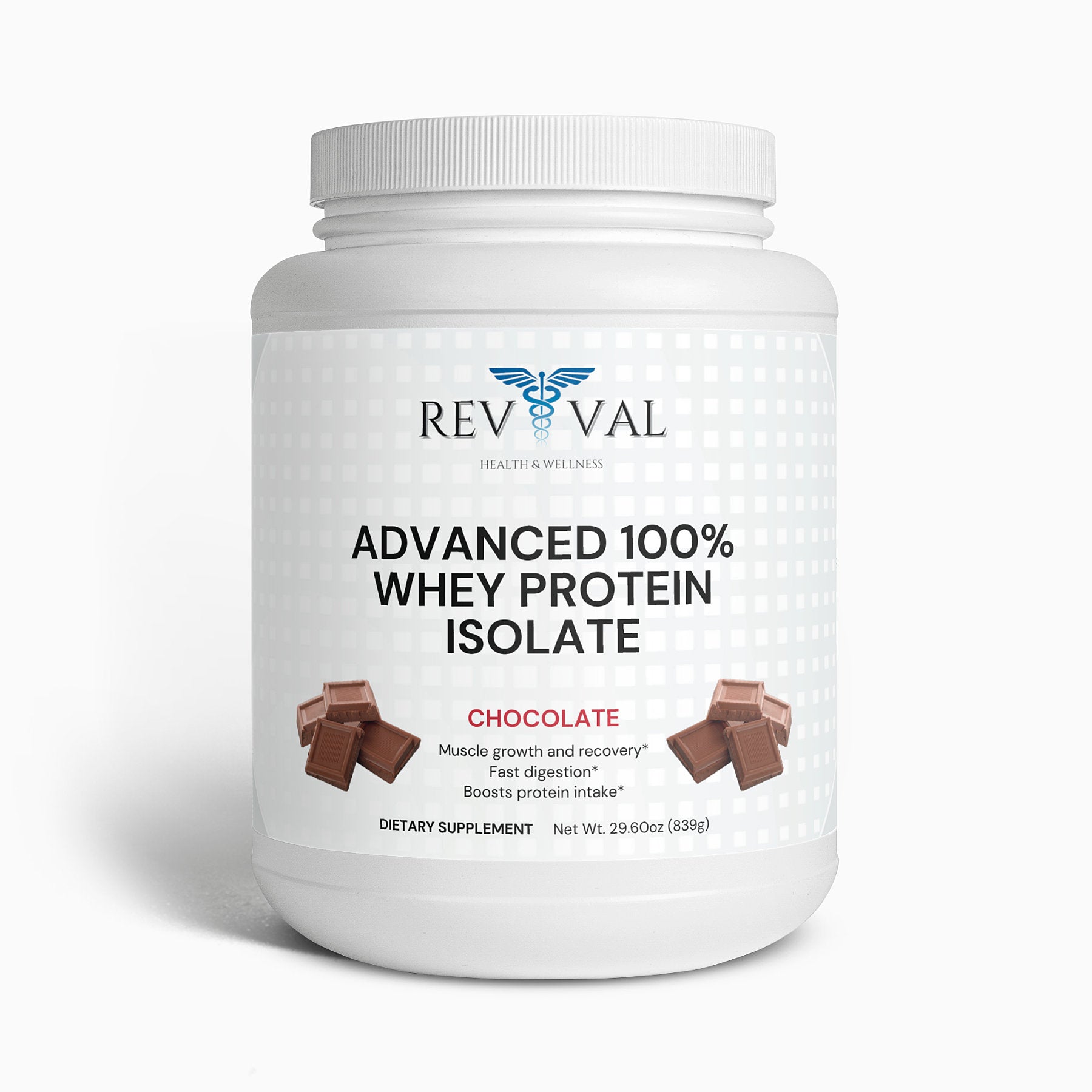 Advanced 100% Whey Protein Isolate (Chocolate), front bottle