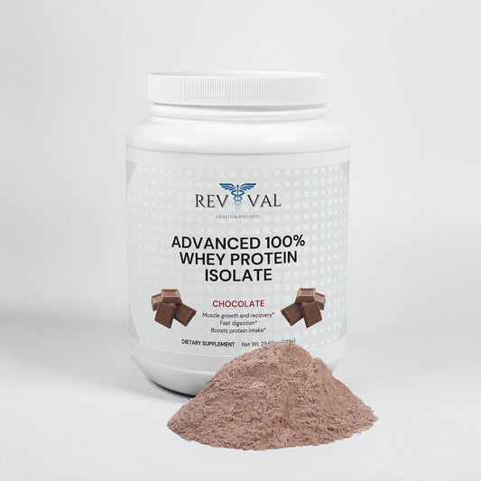 Advanced 100% Whey Protein Isolate (Chocolate), front bottle, powder