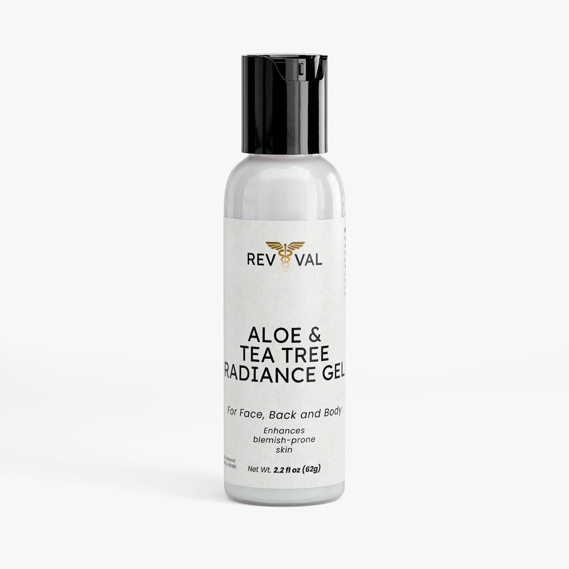 Revival Aloe & Tea Tree Radiance Gel bottle on a white background