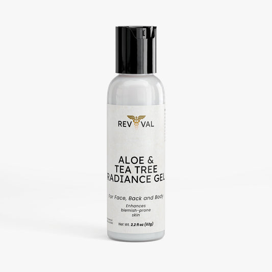 Revival Aloe & Tea Tree Radiance Gel bottle on a white background