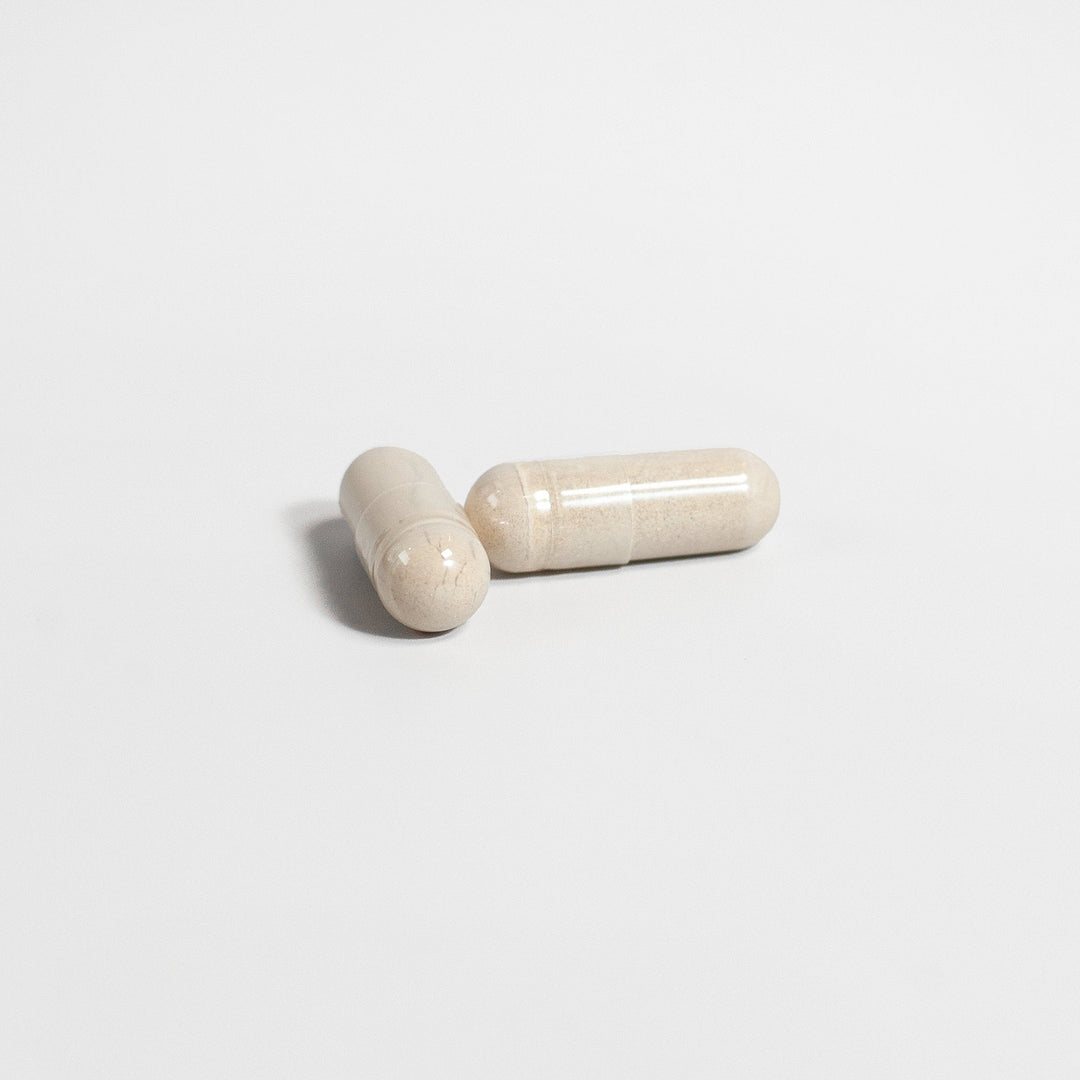White ceramic salt and pepper shakers on a light gray background
