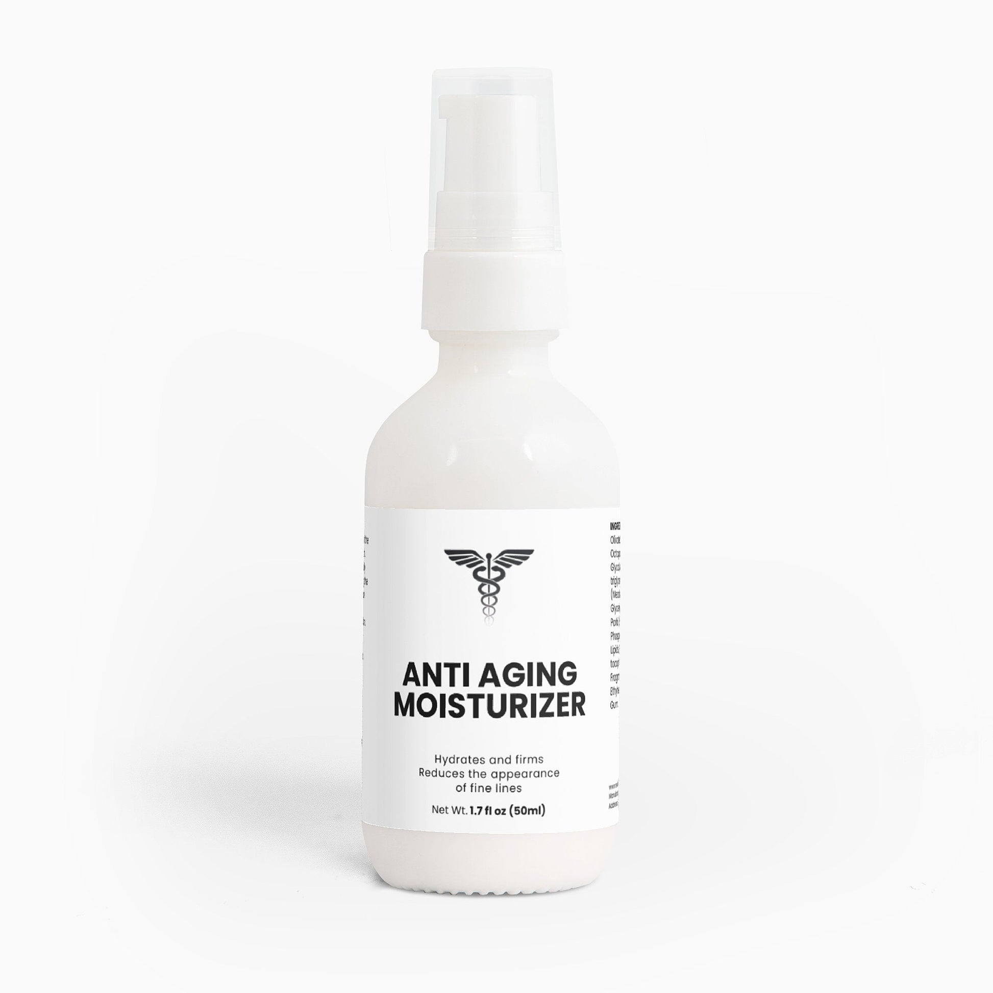 Anti-aging moisturizer bottle on a white background