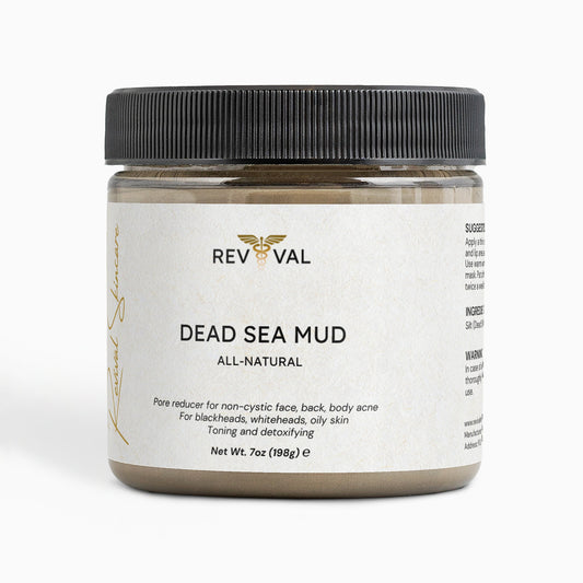 Jar of Rev Val Dead Sea Mud on a white background