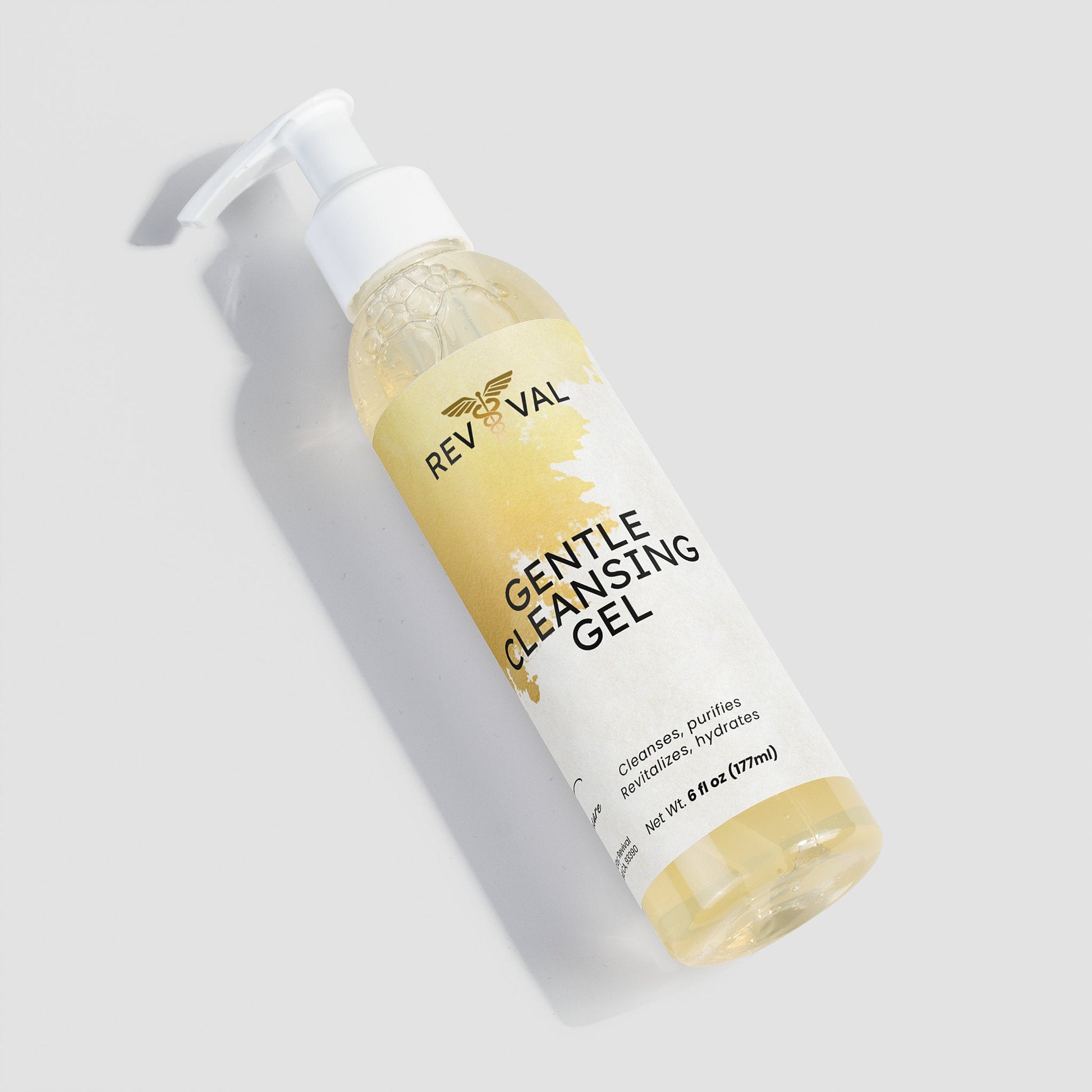 Revival Gentle Cleansing Gel bottle on a light gray background