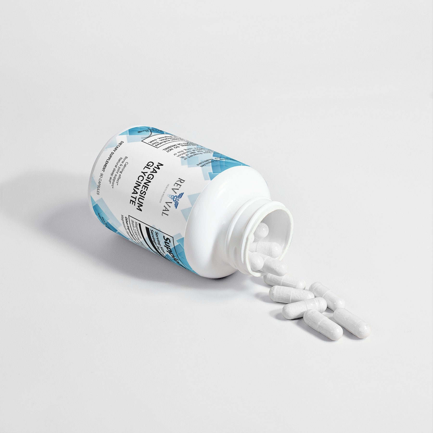 Magnesium Glycinate, front bottle with capsules
