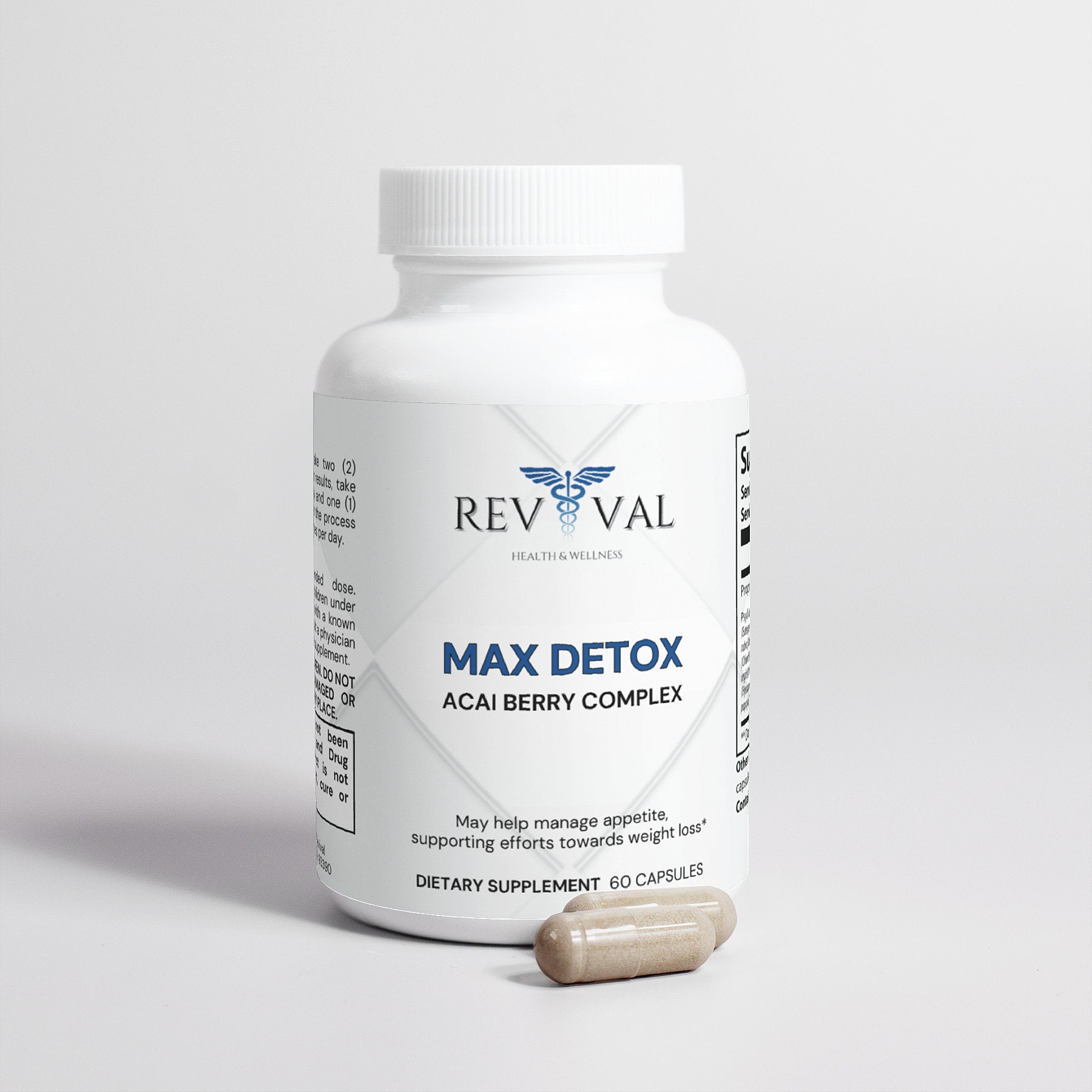 Max Detox (Acai detox), front bottle, capsules