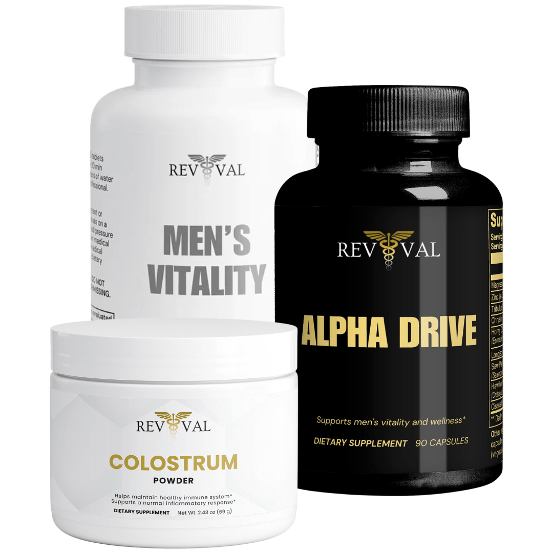 Three Revival Health supplements on a white background