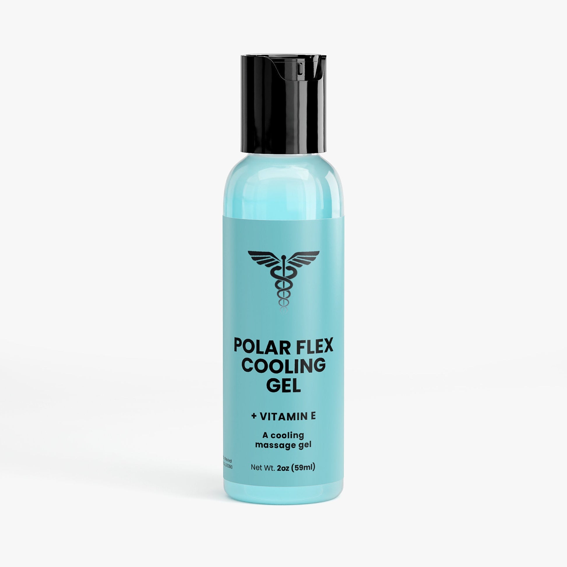 Bottle of Polar Flex Cooling Gel with Vitamin E on a white background