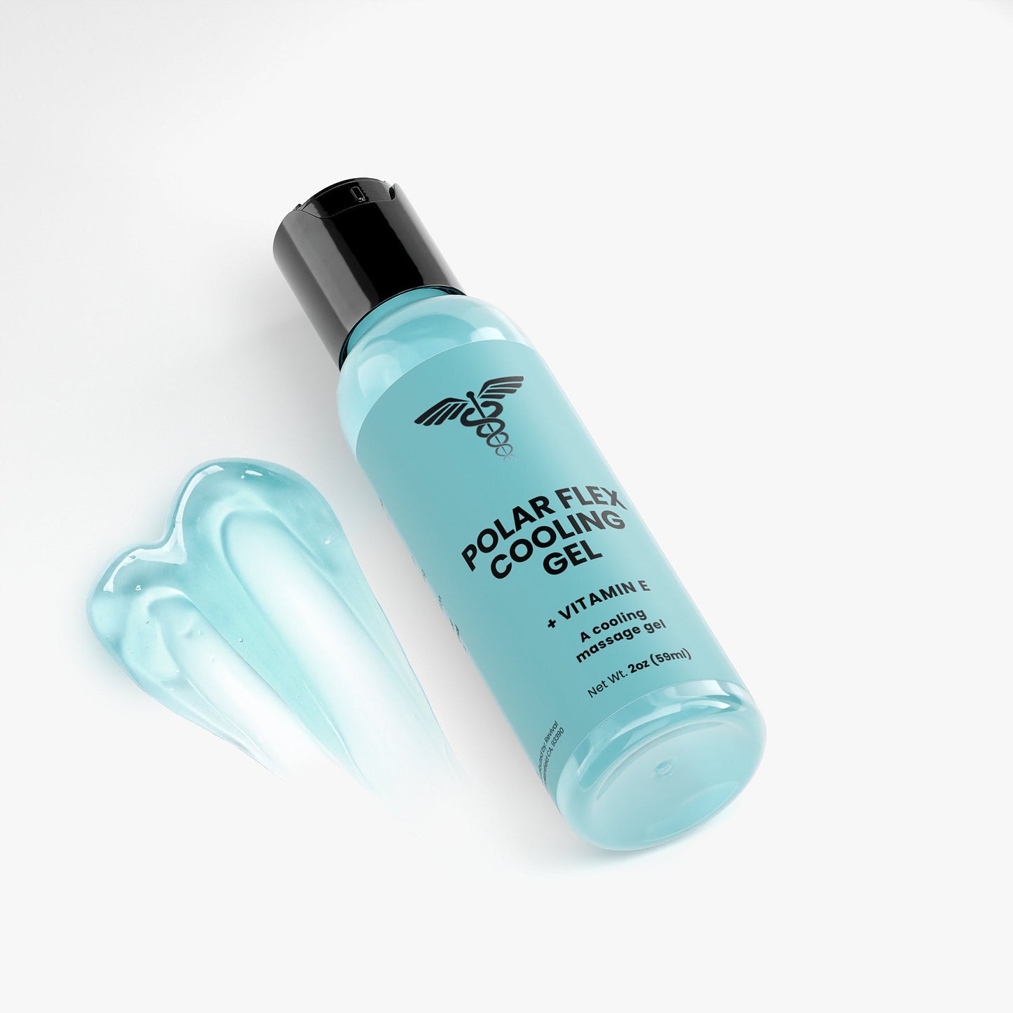 Bottle of Polar Flex Cooling Gel with a black cap on a white background