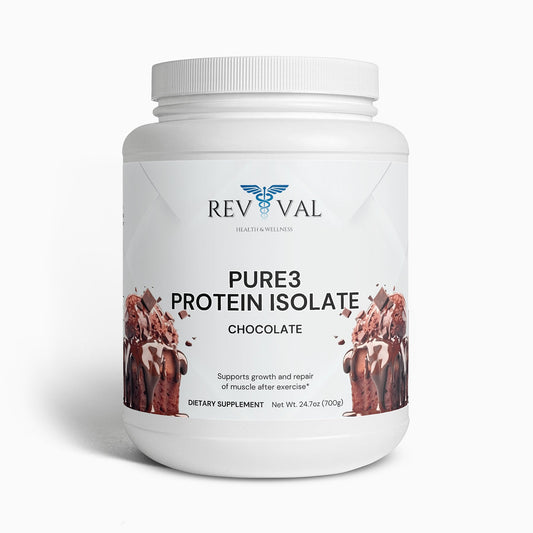 Pure3 Protein Isolate (Chocolate), front bottle