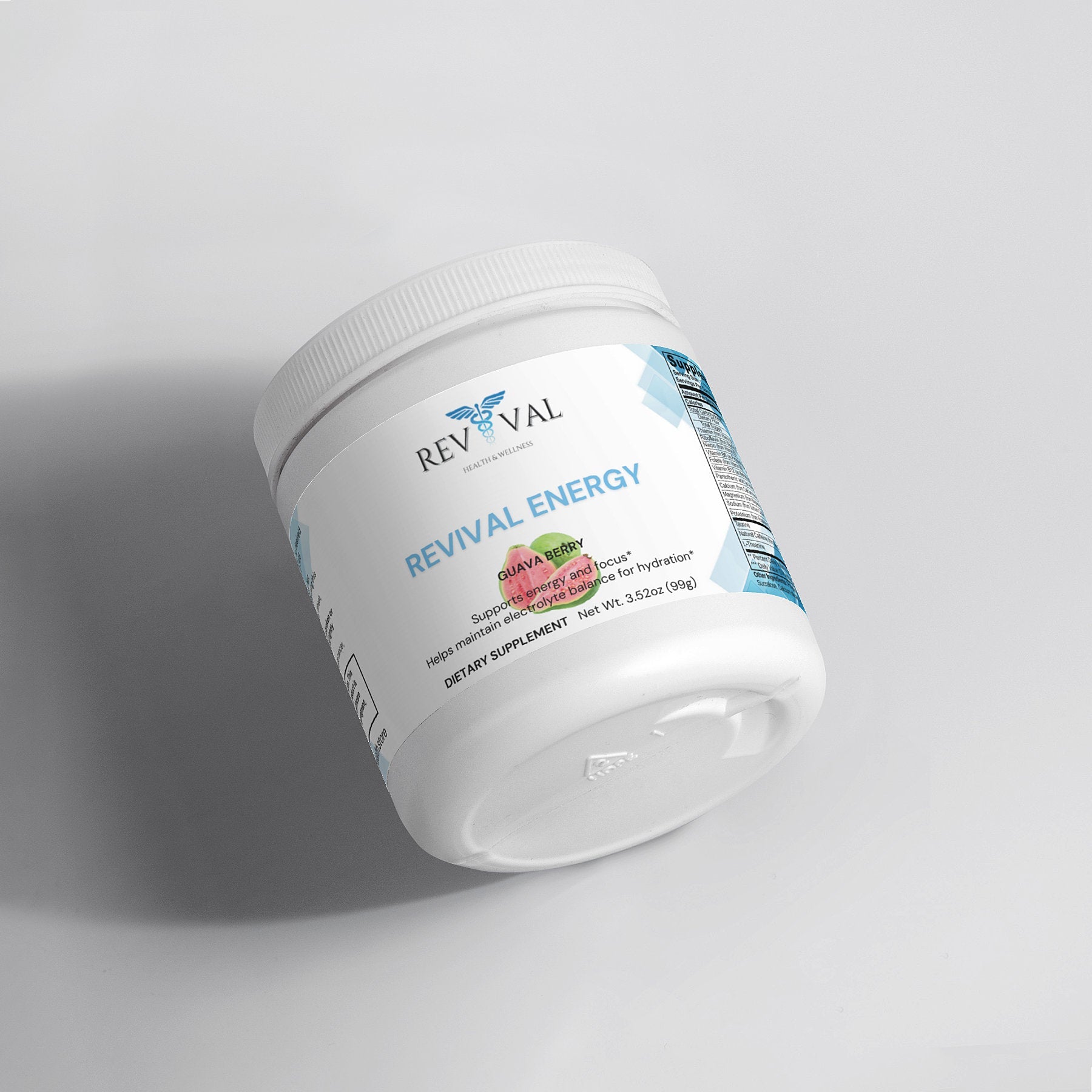 Revival Energy, front angled bottle